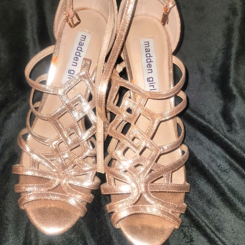 Rose Gold Heeled Evening Sandal